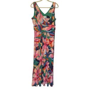 Pappagallo Floral Maxi Long Sundress Dress Women’s Size Large Hawaiian Luau